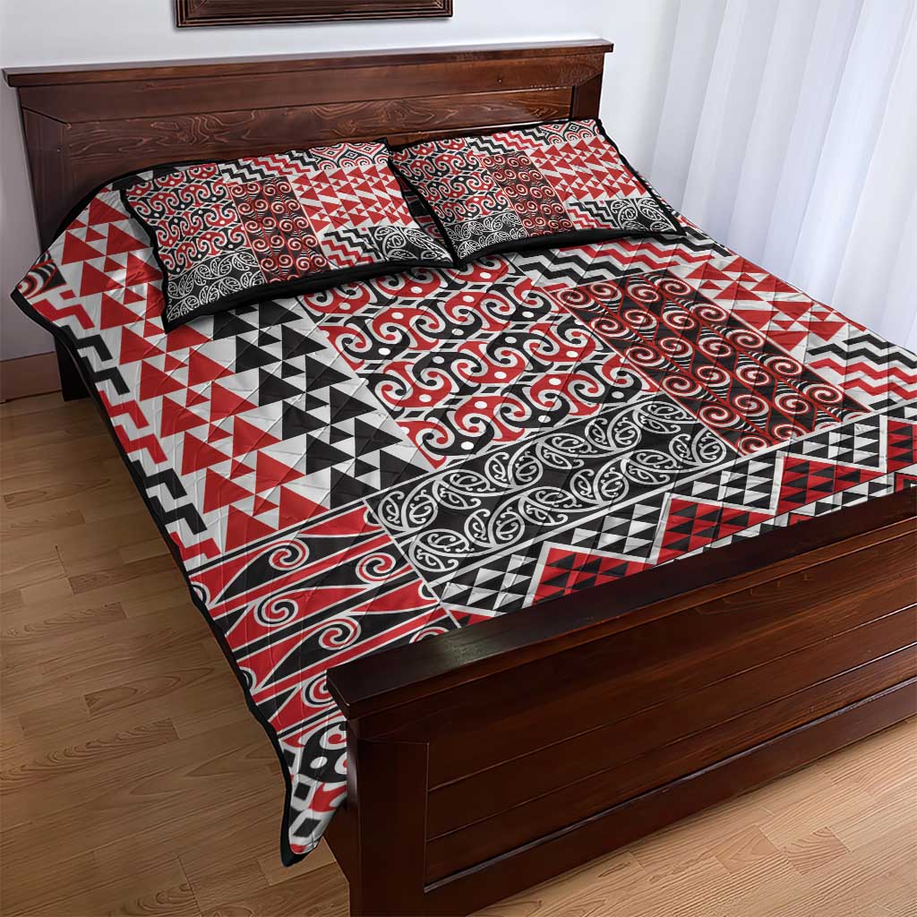 Aotearoa Kowhaiwhai Taniko Patchwork Motifs Quilt Bed Set LT9 - Polynesian Pride