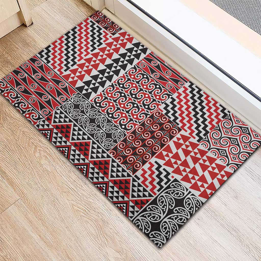 Aotearoa Kowhaiwhai Taniko Patchwork Motifs Rubber Doormat LT9 - Polynesian Pride