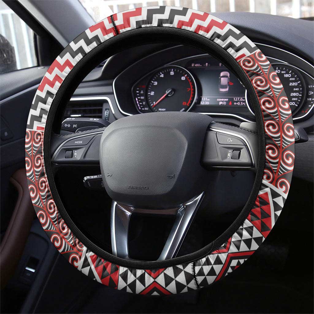 Aotearoa Kowhaiwhai Taniko Patchwork Motifs Steering Wheel Cover LT9 - Polynesian Pride