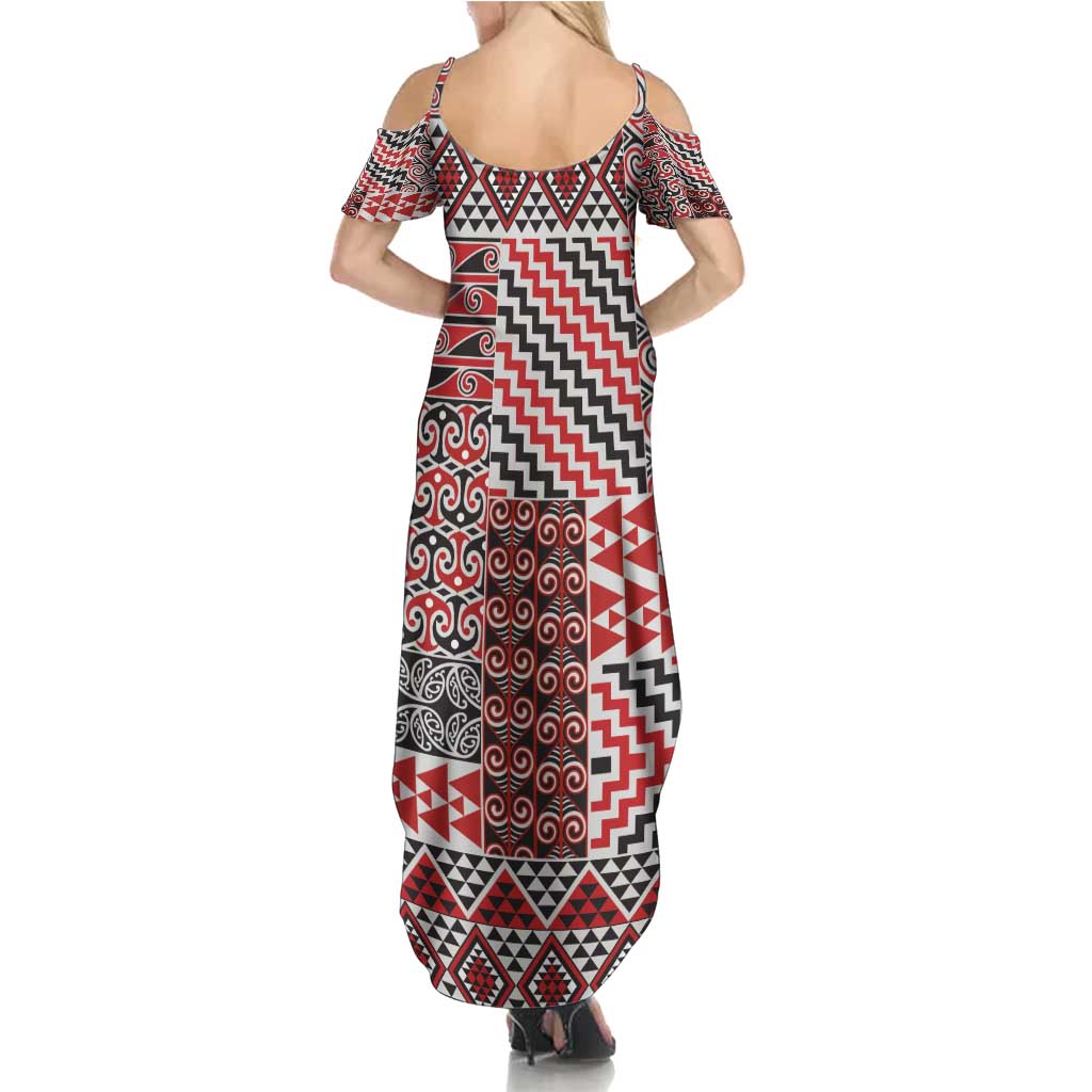 Aotearoa Kowhaiwhai Taniko Patchwork Motifs Summer Maxi Dress LT9 - Polynesian Pride
