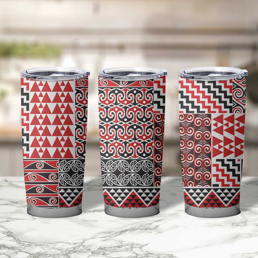 Aotearoa Kowhaiwhai Taniko Patchwork Motifs Tumbler Cup LT9 - Polynesian Pride