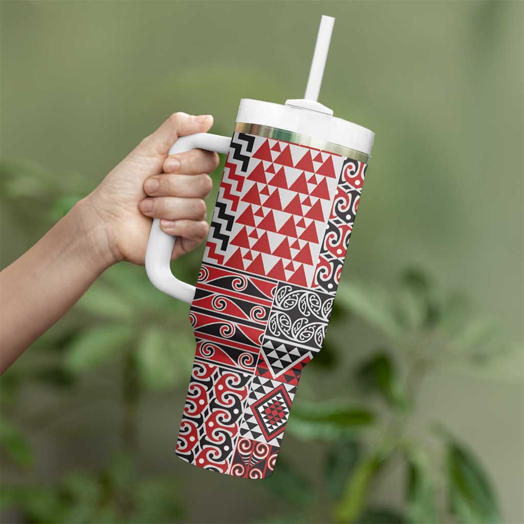 Aotearoa Kowhaiwhai Taniko Patchwork Motifs Tumbler With Handle LT9 - Polynesian Pride