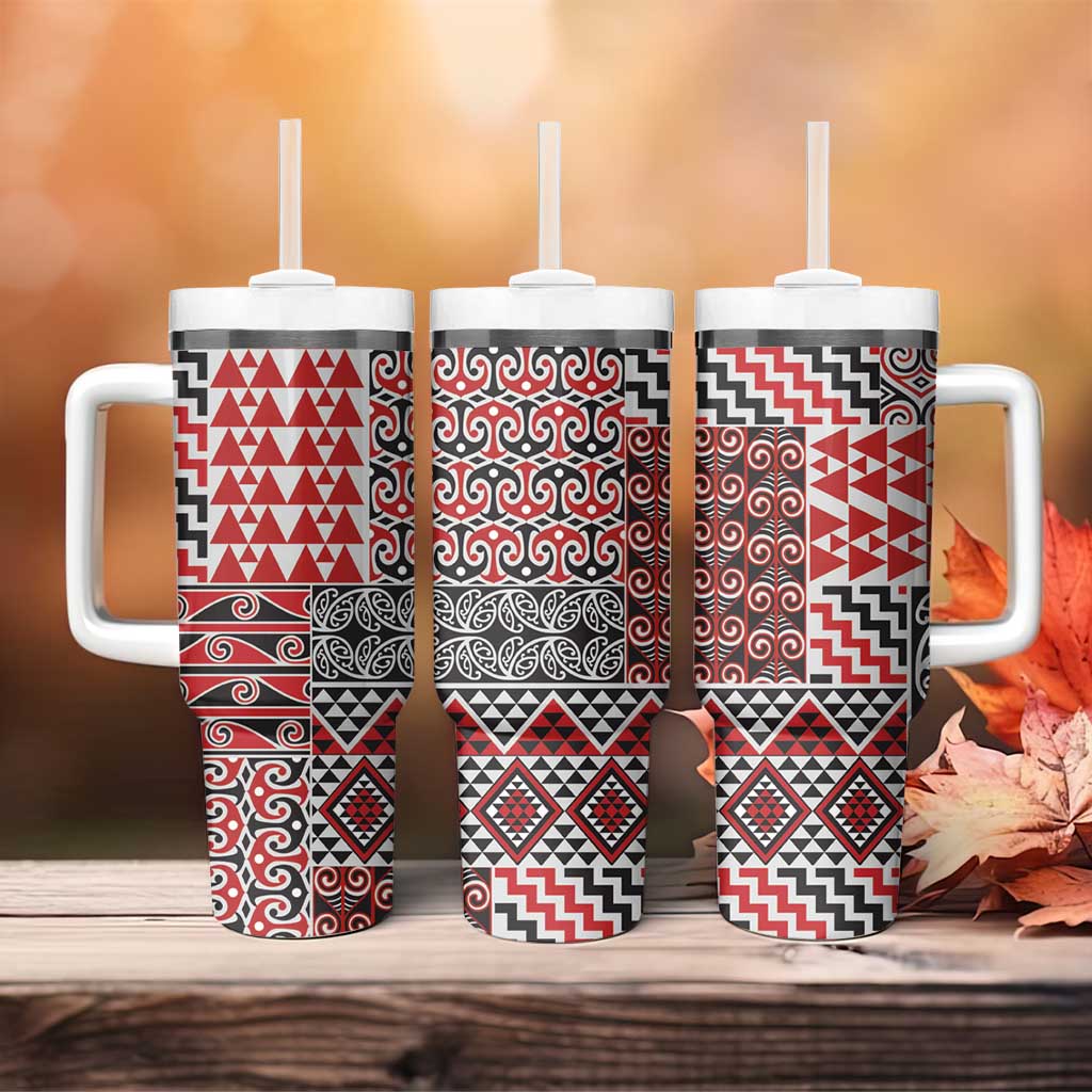 Aotearoa Kowhaiwhai Taniko Patchwork Motifs Tumbler With Handle LT9 - Polynesian Pride