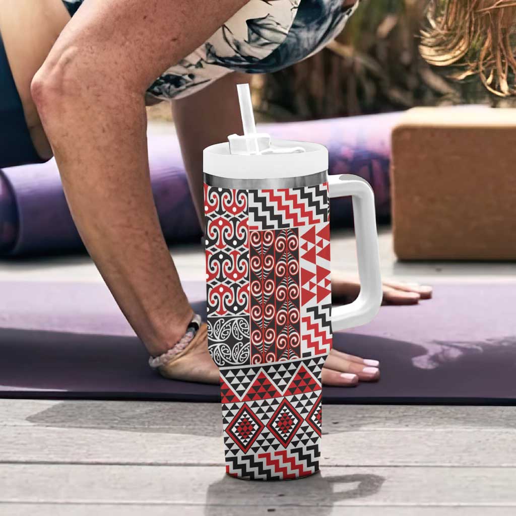 Aotearoa Kowhaiwhai Taniko Patchwork Motifs Tumbler With Handle LT9 - Polynesian Pride