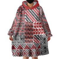 Aotearoa Kowhaiwhai Taniko Patchwork Motifs Wearable Blanket Hoodie LT9 - Polynesian Pride