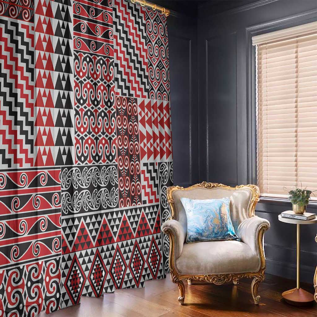 Aotearoa Kowhaiwhai Taniko Patchwork Motifs Window Curtain LT9 - Polynesian Pride
