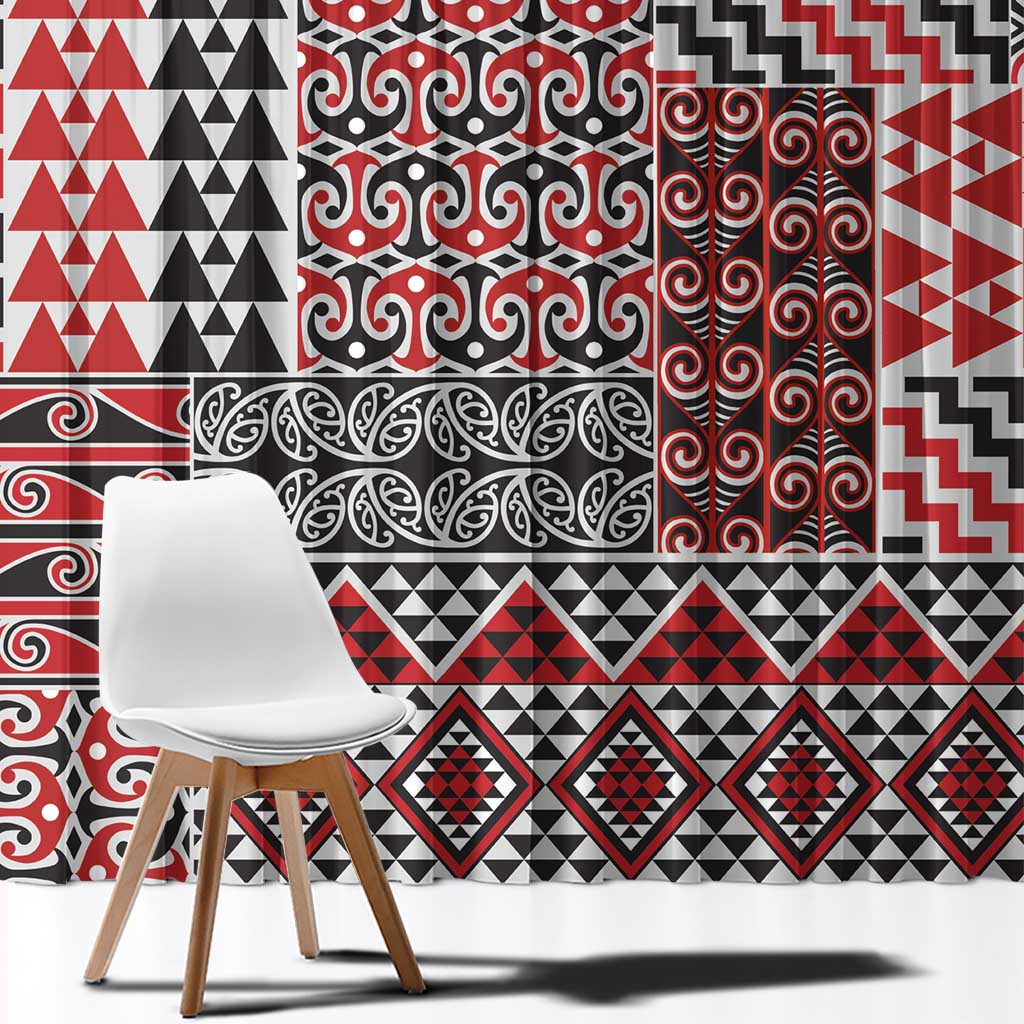 Aotearoa Kowhaiwhai Taniko Patchwork Motifs Window Curtain LT9 - Polynesian Pride