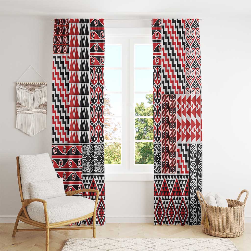 Aotearoa Kowhaiwhai Taniko Patchwork Motifs Window Curtain LT9 - Polynesian Pride