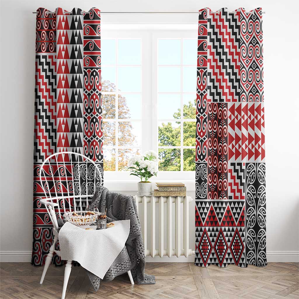 Aotearoa Kowhaiwhai Taniko Patchwork Motifs Window Curtain LT9 - Polynesian Pride