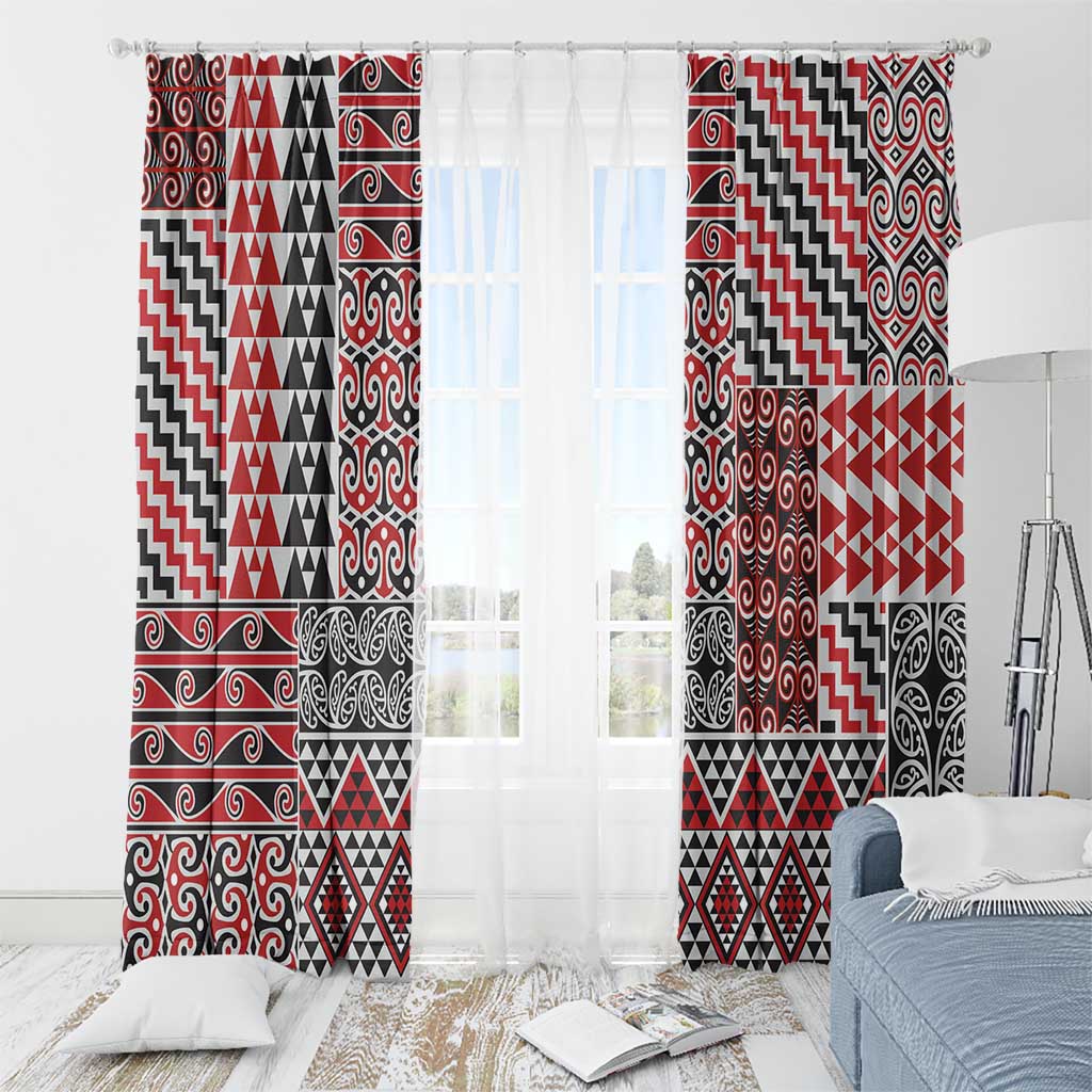 Aotearoa Kowhaiwhai Taniko Patchwork Motifs Window Curtain LT9 - Polynesian Pride