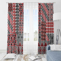 Aotearoa Kowhaiwhai Taniko Patchwork Motifs Window Curtain LT9 - Polynesian Pride