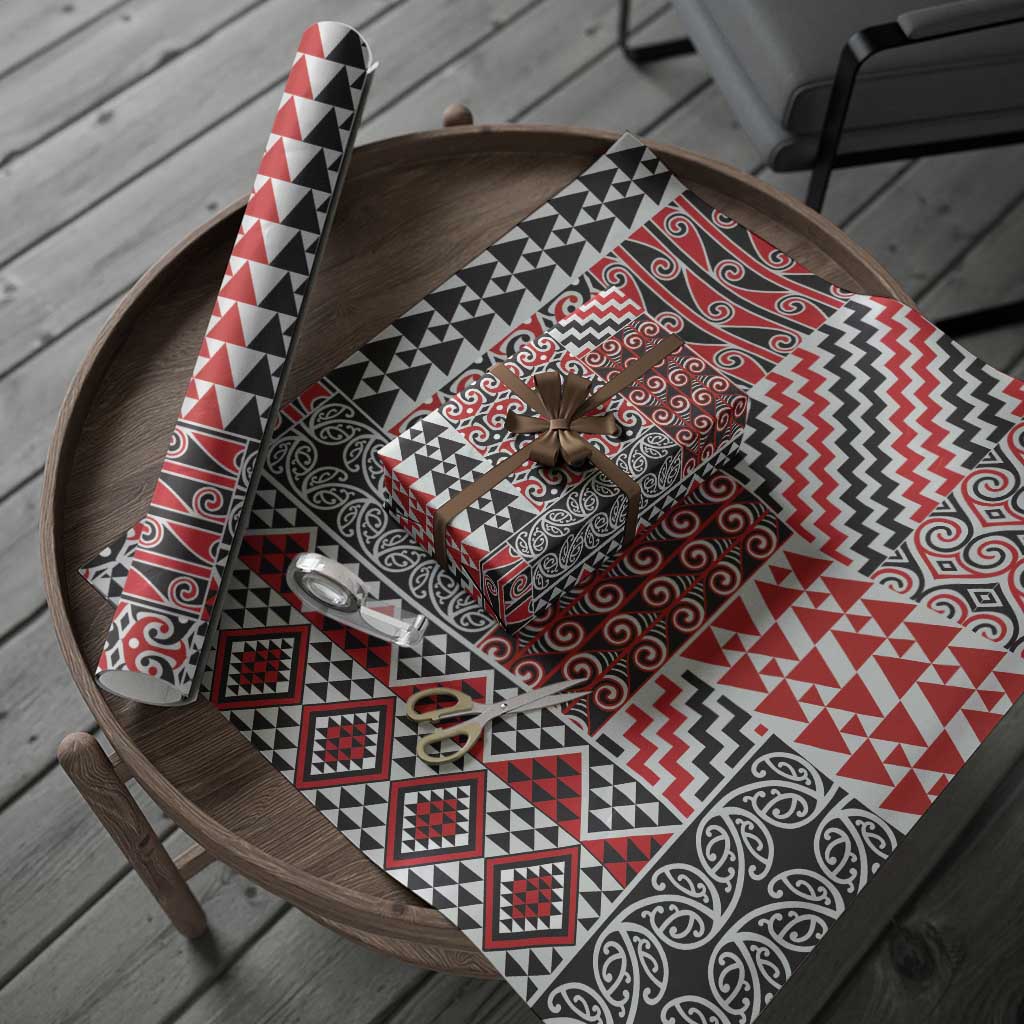 Aotearoa Kowhaiwhai Taniko Patchwork Motifs Wrapping Paper LT9 - Polynesian Pride