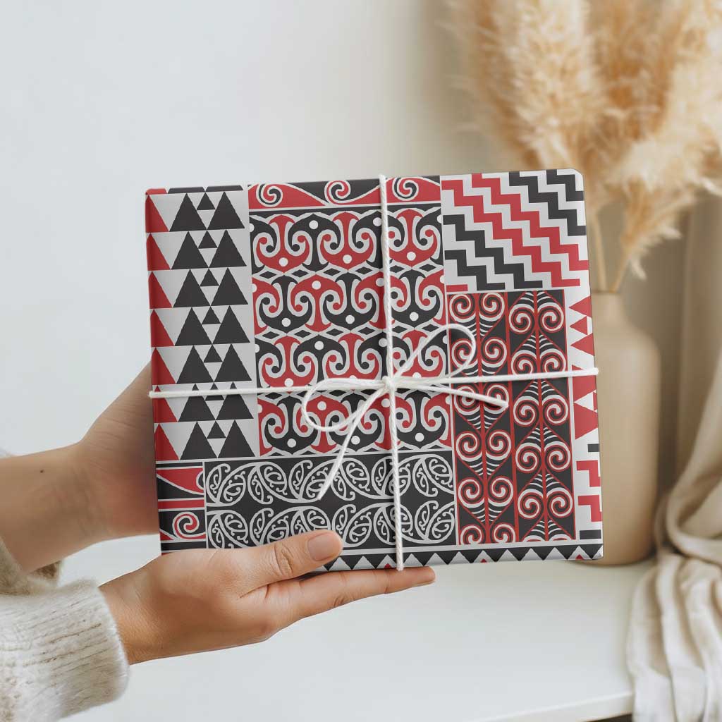 Aotearoa Kowhaiwhai Taniko Patchwork Motifs Wrapping Paper LT9 - Polynesian Pride