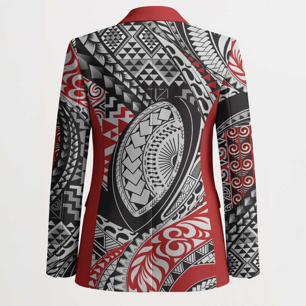 Aotearoa Maori Rugby Tribal Tattoo Blazer Kowhaiwhai Taniko Patchwork Motifs - Polynesian Pride