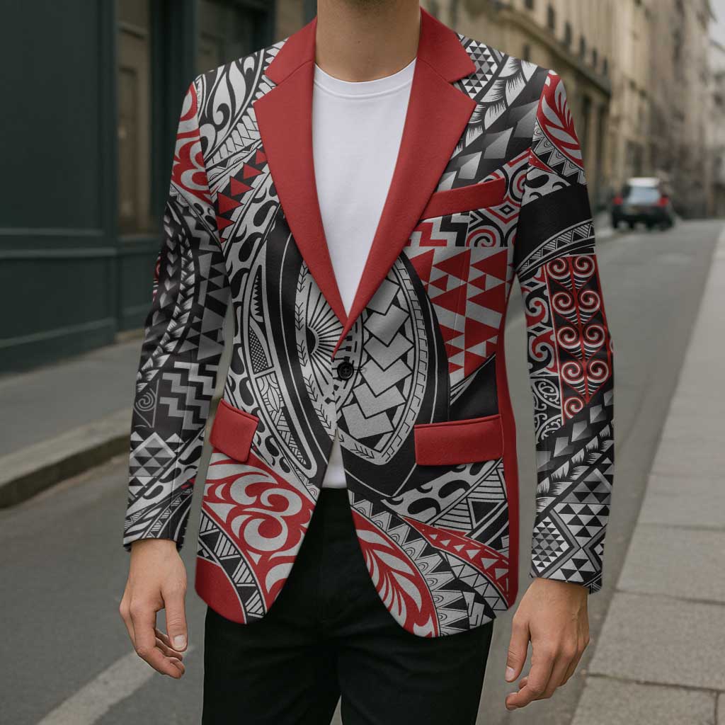 Aotearoa Maori Rugby Tribal Tattoo Blazer Kowhaiwhai Taniko Patchwork Motifs - Polynesian Pride