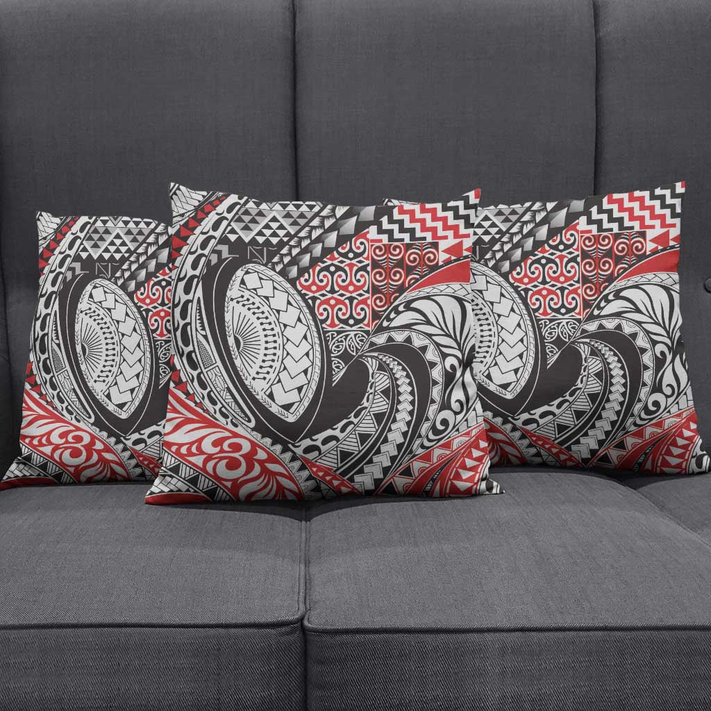 Aotearoa Maori Rugby Tribal Tattoo Pillow Cover Kowhaiwhai Taniko Patchwork Motifs - Polynesian Pride