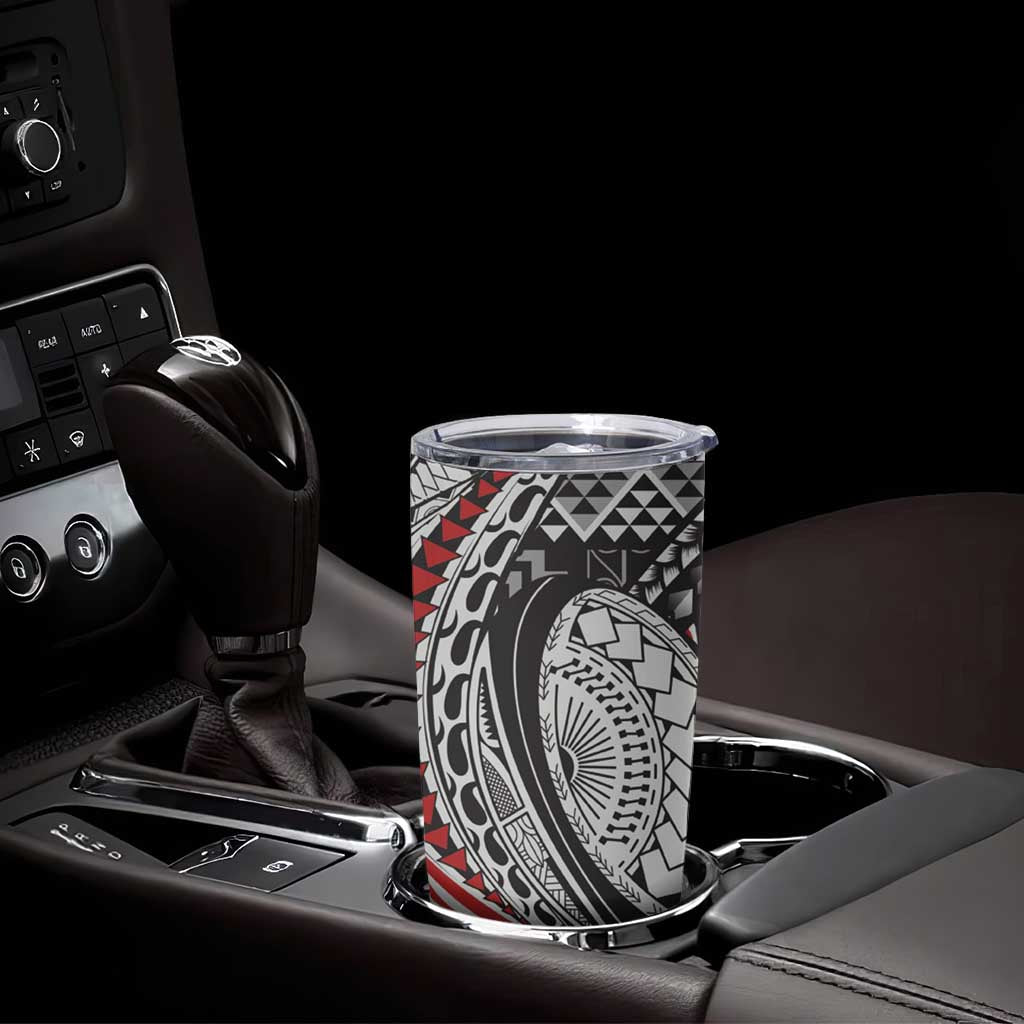 Aotearoa Maori Rugby Tribal Tattoo Tumbler Cup Kowhaiwhai Taniko Patchwork Motifs