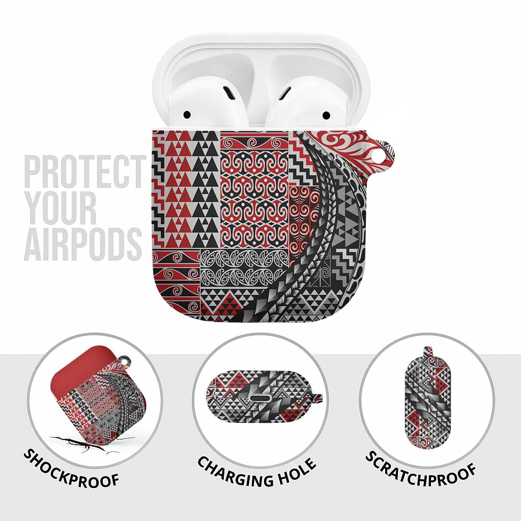 Aotearoa Maori Tribal Tattoo AirPods Case Kowhaiwhai Taniko Patchwork Motifs - Polynesian Pride