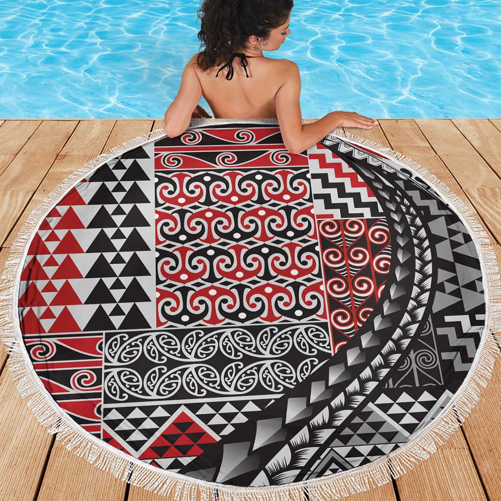 Aotearoa Maori Tribal Tattoo Beach Blanket Kowhaiwhai Taniko Patchwork Motifs LT9 - Polynesian Pride