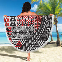 Aotearoa Maori Tribal Tattoo Beach Blanket Kowhaiwhai Taniko Patchwork Motifs LT9 - Polynesian Pride