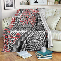 Aotearoa Maori Tribal Tattoo Blanket Kowhaiwhai Taniko Patchwork Motifs LT9 Red - Polynesian Pride