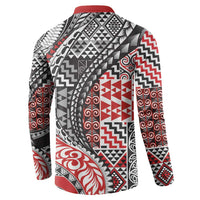 Aotearoa Maori Tribal Tattoo Button Sweatshirt Kowhaiwhai Taniko Patchwork Motifs LT9 - Polynesian Pride