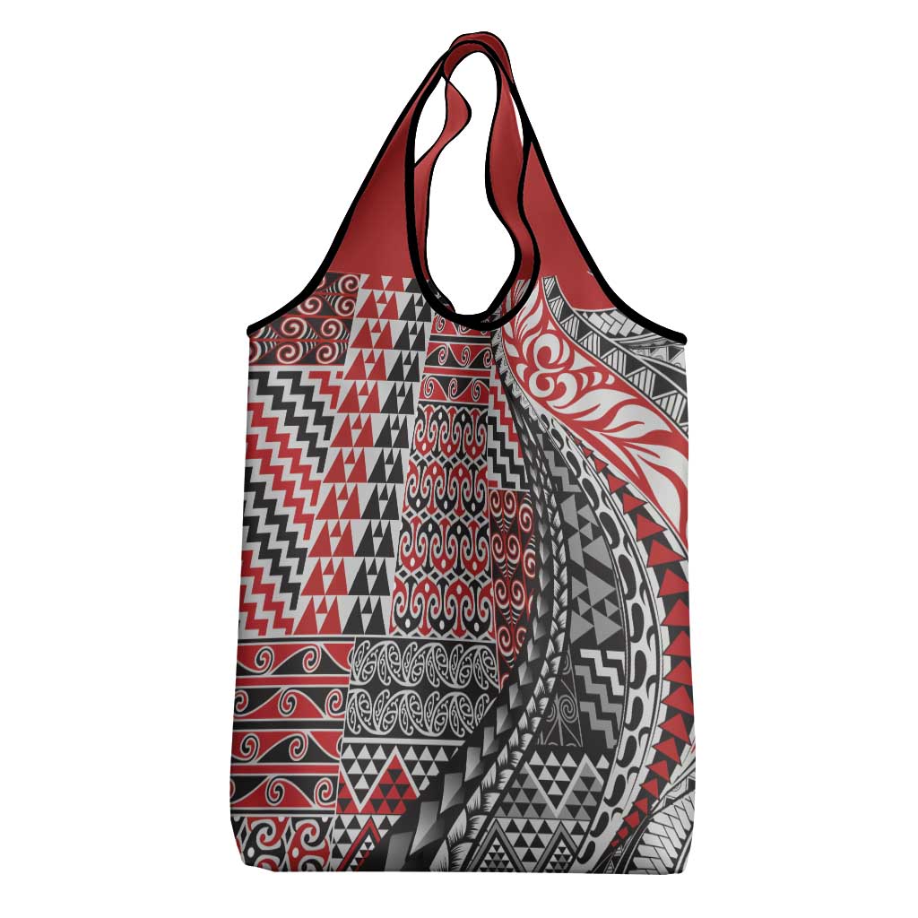 Aotearoa Maori Tribal Tattoo Grocery Bag Kowhaiwhai Taniko Patchwork Motifs LT9 - Polynesian Pride