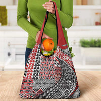 Aotearoa Maori Tribal Tattoo Grocery Bag Kowhaiwhai Taniko Patchwork Motifs LT9 - Polynesian Pride