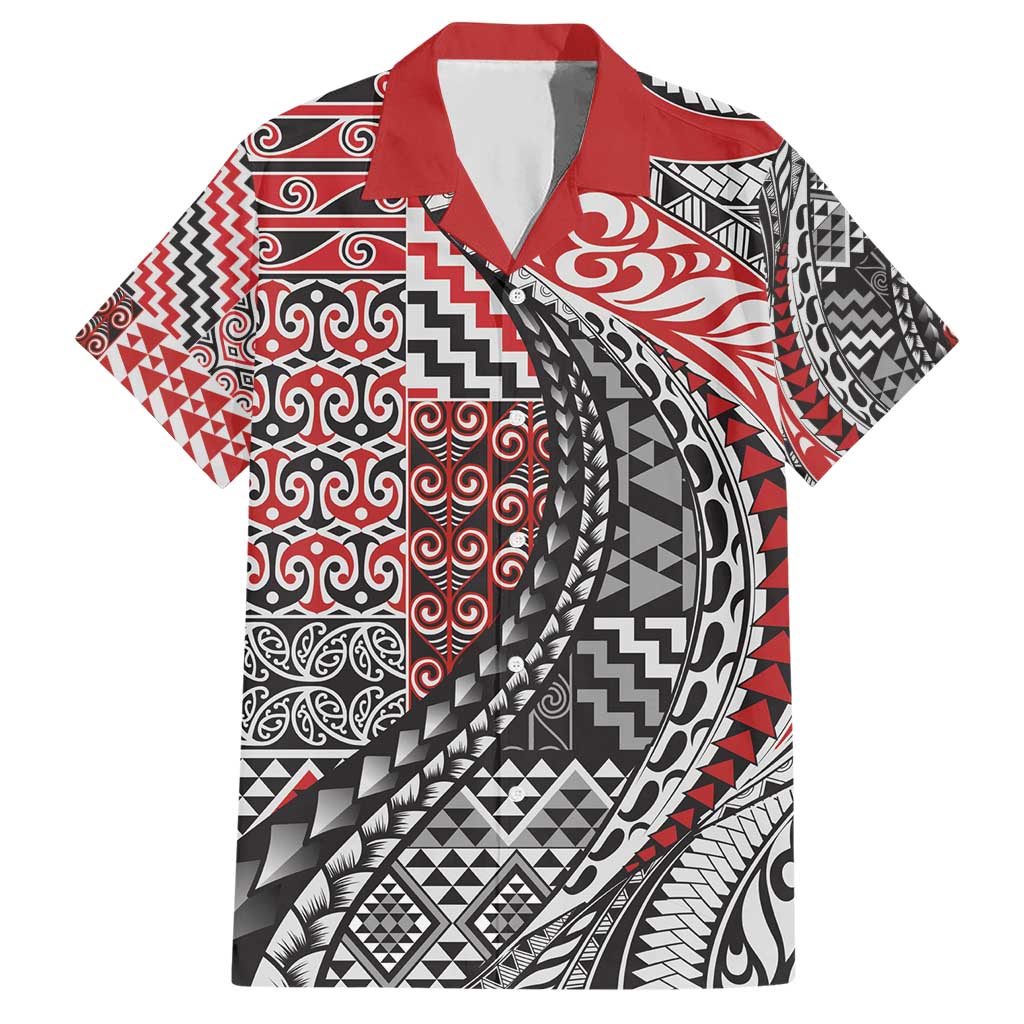 Aotearoa Maori Tribal Tattoo Hawaiian Shirt Kowhaiwhai Taniko Patchwork Motifs LT9 Red - Polynesian Pride