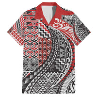 Aotearoa Maori Tribal Tattoo Hawaiian Shirt Kowhaiwhai Taniko Patchwork Motifs LT9 Red - Polynesian Pride