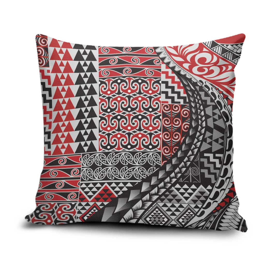 Aotearoa Maori Tribal Tattoo Pillow Cover Kowhaiwhai Taniko Patchwork Motifs - Polynesian Pride