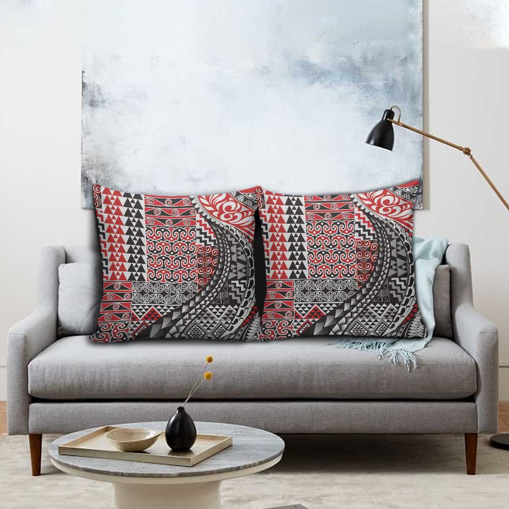 Aotearoa Maori Tribal Tattoo Pillow Cover Kowhaiwhai Taniko Patchwork Motifs - Polynesian Pride