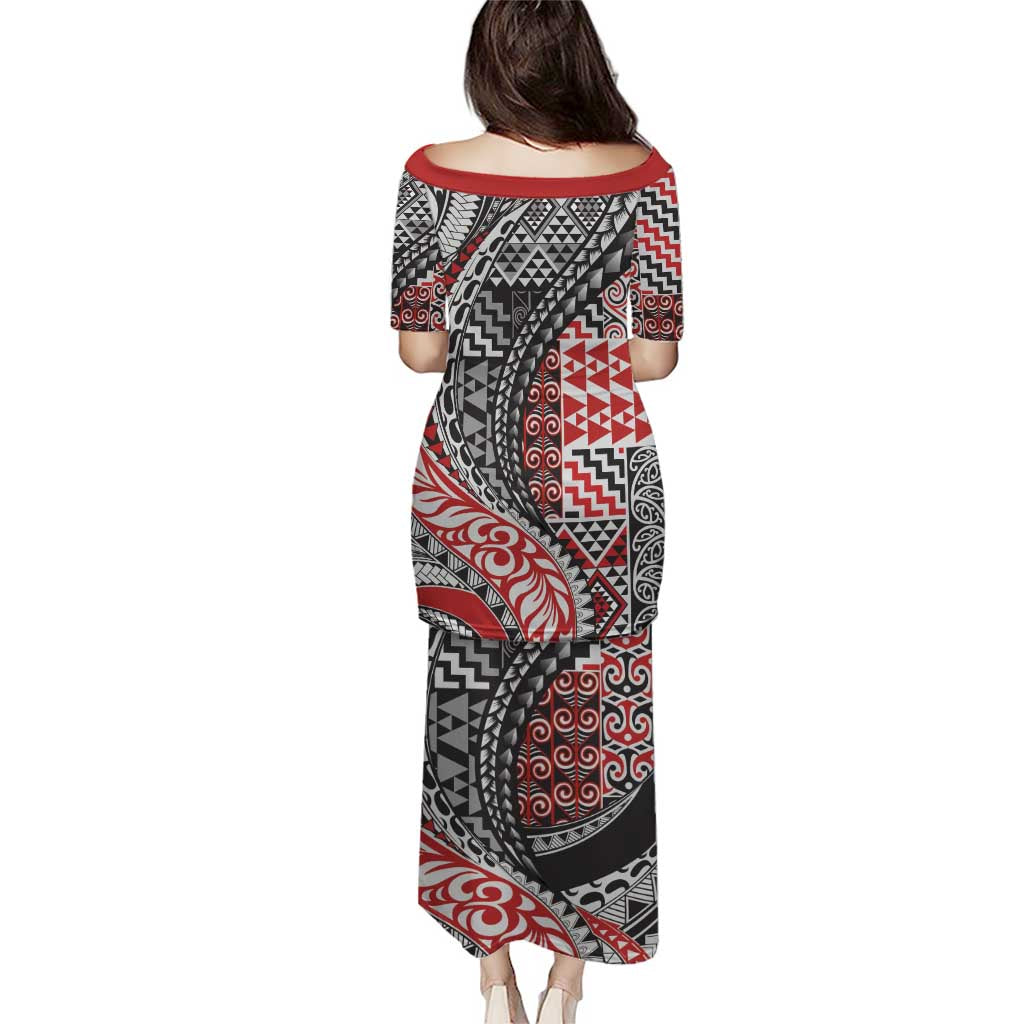 Aotearoa Maori Tribal Tattoo Puletasi Kowhaiwhai Taniko Patchwork Motifs LT9 - Polynesian Pride