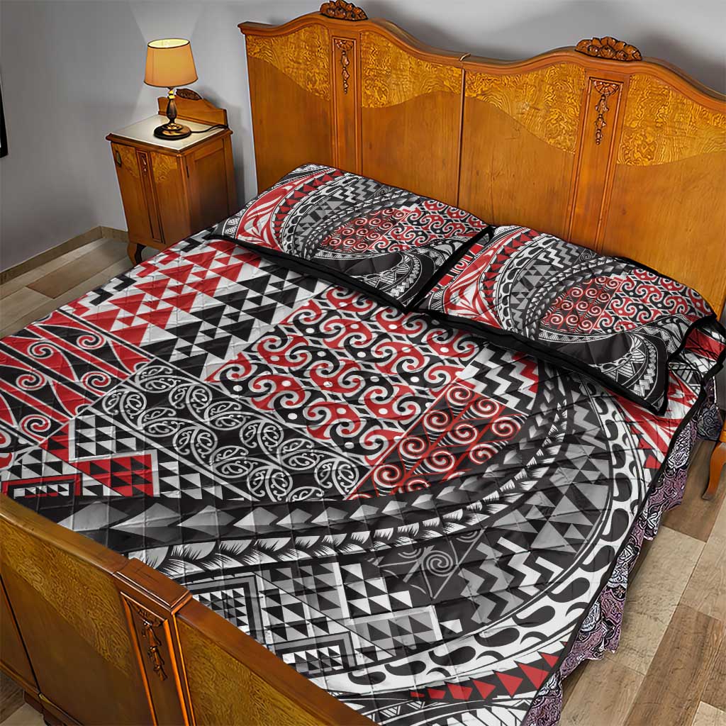 Aotearoa Maori Tribal Tattoo Quilt Bed Set Kowhaiwhai Taniko Patchwork Motifs LT9 - Polynesian Pride