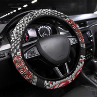 Aotearoa Maori Tribal Tattoo Steering Wheel Cover Kowhaiwhai Taniko Patchwork Motifs LT9 Universal Fit Red - Polynesian Pride