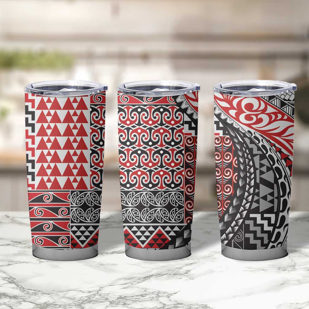 Aotearoa Maori Tribal Tattoo Tumbler Cup Kowhaiwhai Taniko Patchwork Motifs LT9 - Polynesian Pride