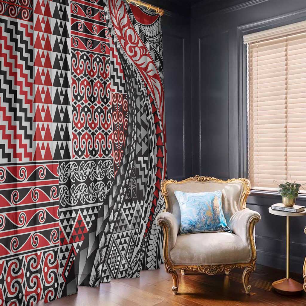 Aotearoa Maori Tribal Tattoo Window Curtain Kowhaiwhai Taniko Patchwork Motifs LT9 - Polynesian Pride