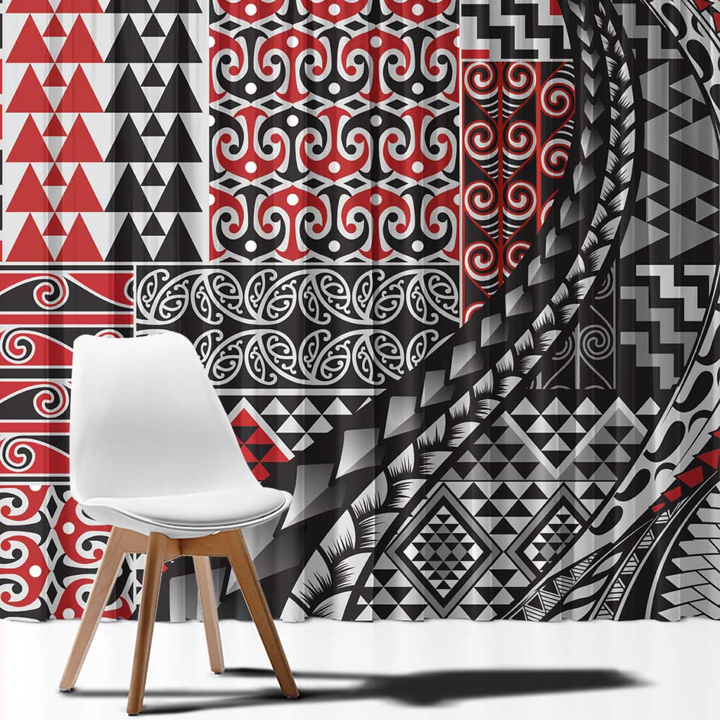 Aotearoa Maori Tribal Tattoo Window Curtain Kowhaiwhai Taniko Patchwork Motifs LT9 - Polynesian Pride