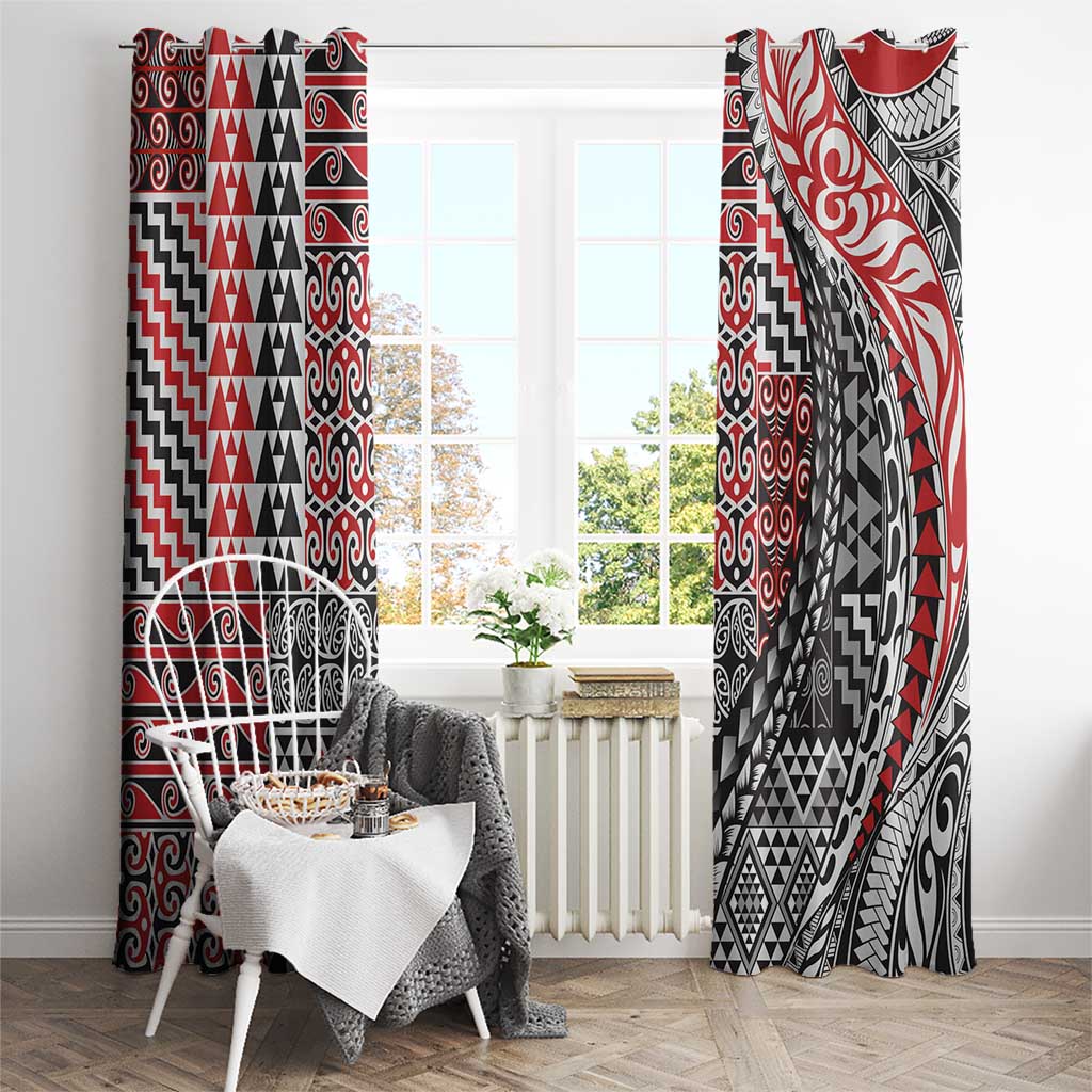 Aotearoa Maori Tribal Tattoo Window Curtain Kowhaiwhai Taniko Patchwork Motifs LT9 - Polynesian Pride