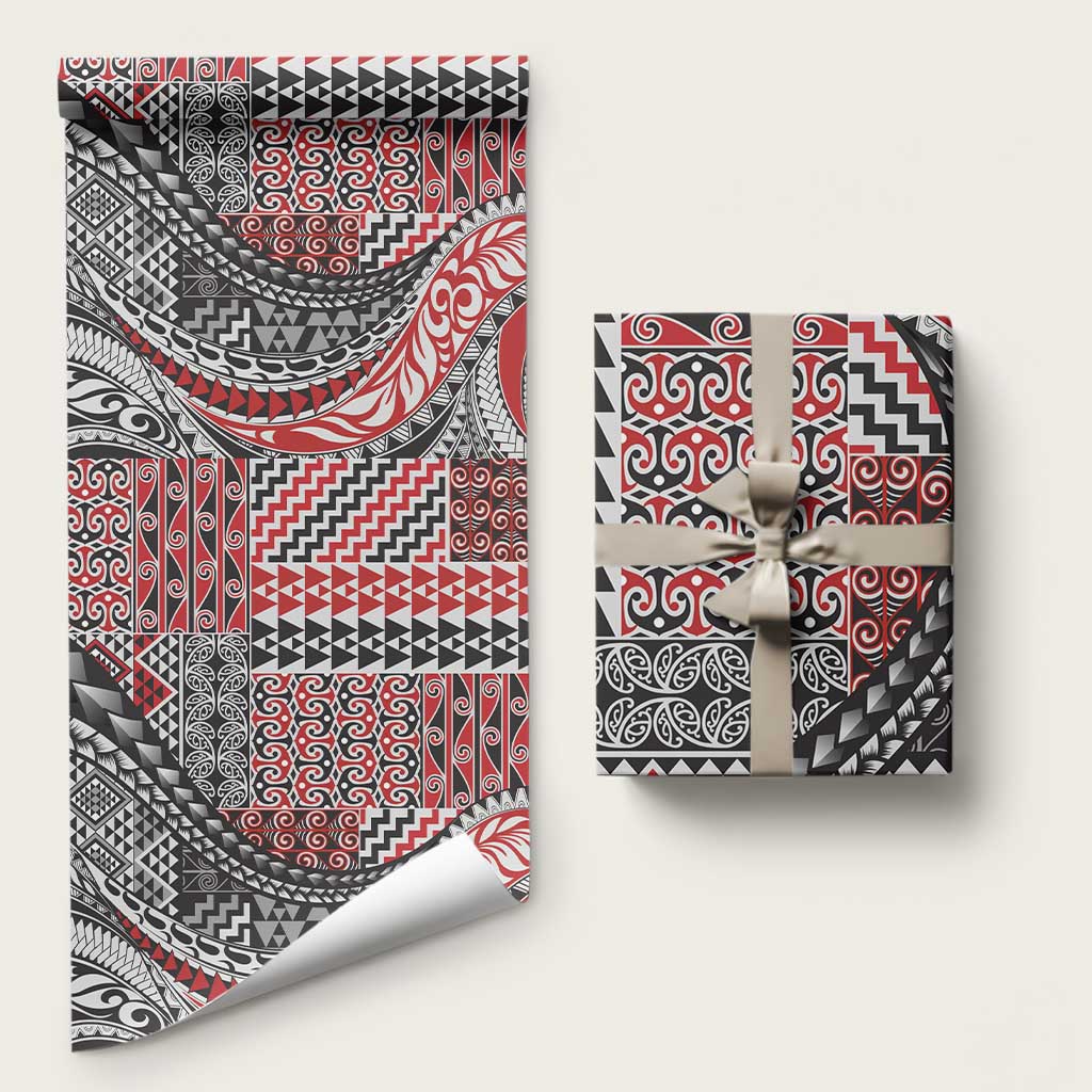 Aotearoa Maori Tribal Tattoo Wrapping Paper Kowhaiwhai Taniko Patchwork Motifs - Polynesian Pride