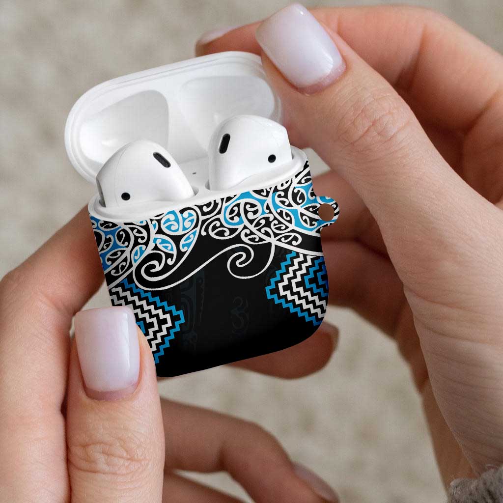Blue Aotearoa Tukutuku Manawa Tapu AirPods Case Ta Moko Toi Maori - Polynesian Pride