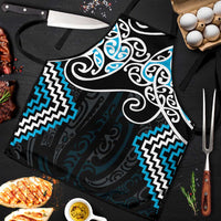 Blue Aotearoa Tukutuku Manawa Tapu Apron Ta Moko Toi Maori - Polynesian Pride