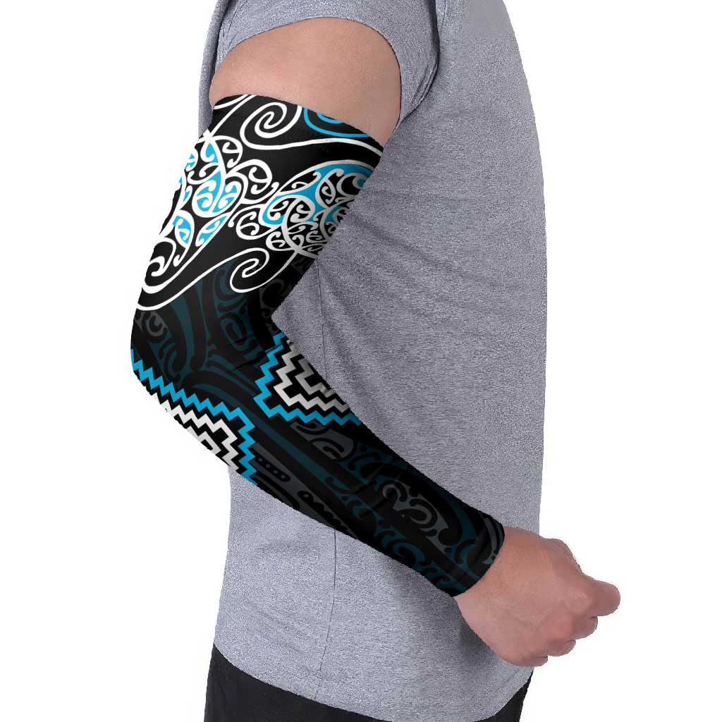 Blue Aotearoa Tukutuku Manawa Tapu Arm Sleeves Ta Moko Toi Maori - Polynesian Pride