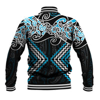 Blue Aotearoa Tukutuku Manawa Tapu Baseball Jacket Ta Moko Toi Maori LT9 - Polynesian Pride