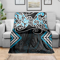 Blue Aotearoa Tukutuku Manawa Tapu Blanket Ta Moko Toi Maori LT9 - Polynesian Pride
