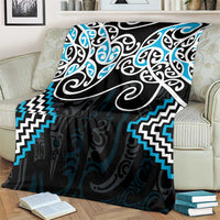 Blue Aotearoa Tukutuku Manawa Tapu Blanket Ta Moko Toi Maori LT9 - Polynesian Pride