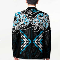 Blue Aotearoa Tukutuku Manawa Tapu Blazer Ta Moko Toi Maori - Polynesian Pride
