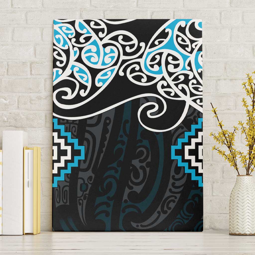 Blue Aotearoa Tukutuku Manawa Tapu Canvas Wall Art Ta Moko Toi Maori LT9 Without Frame Blue - Polynesian Pride