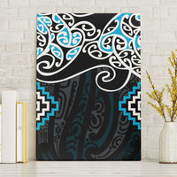 Blue Aotearoa Tukutuku Manawa Tapu Canvas Wall Art Ta Moko Toi Maori LT9 Without Frame Blue - Polynesian Pride