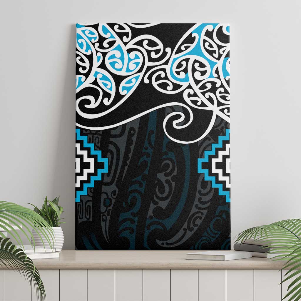 Blue Aotearoa Tukutuku Manawa Tapu Canvas Wall Art Ta Moko Toi Maori LT9 - Polynesian Pride